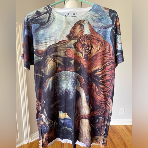 L.A.T.H.C. Los Angeles Tree House Club size M Tiger Tee shirt double sided hit - Picture 3 of 9